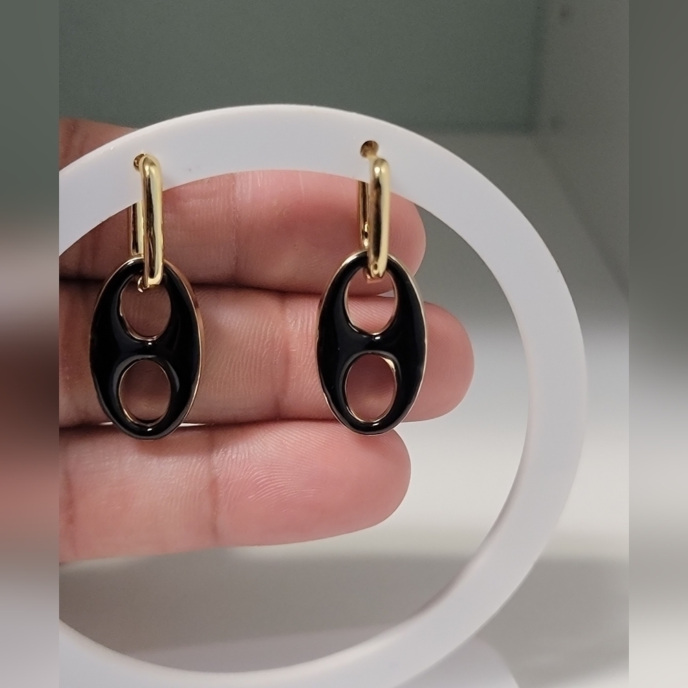 18K Gold plated Black/Gold Mariner Earrings